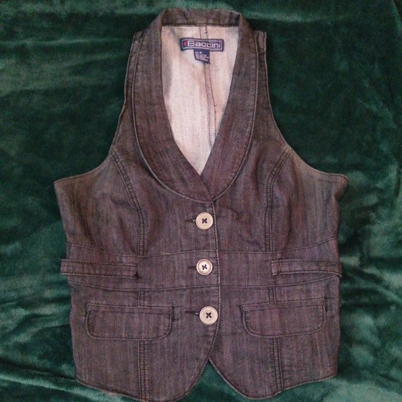 Baccini Jackets & Blazers - Baccini Racerback Collared Denim Vest Sz M